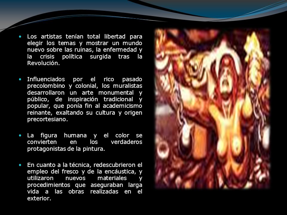 Los artistas tenían total libertad para elegir los temas y mostrar un mundo nuevo sobre las ruinas, la enfermedad y la crisis política surgida tras la Revolución.