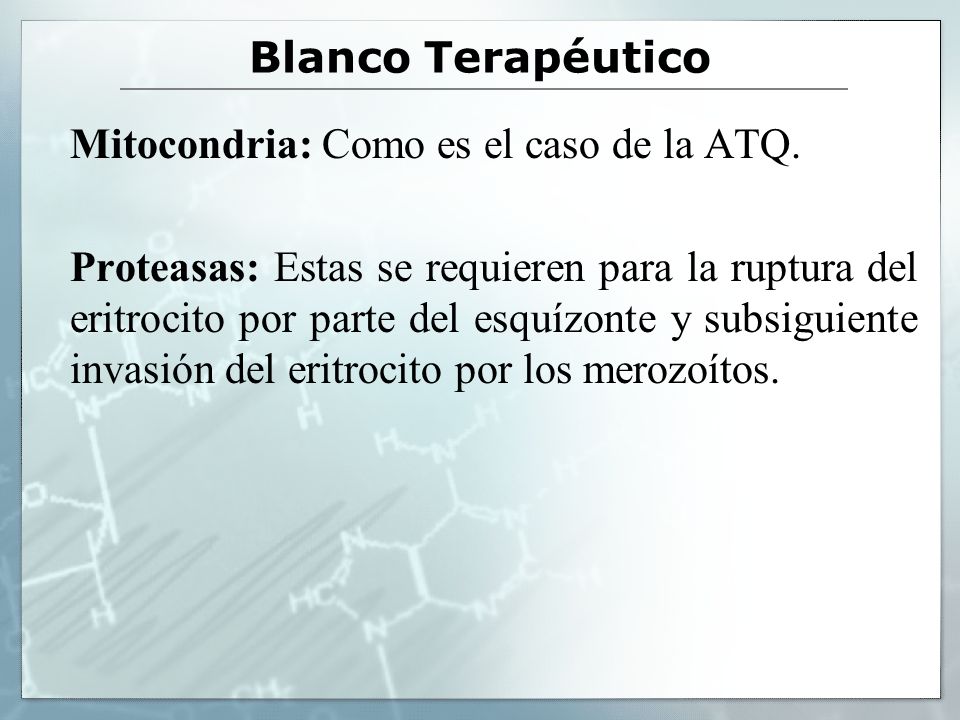 Blanco Terapéutico Mitocondria: Como es el caso de la ATQ.