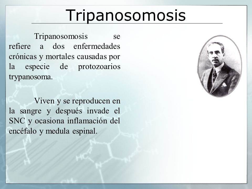 Tripanosomosis Tripanosomosis se refiere a dos enfermedades crónicas y mortales causadas por la especie de protozoarios trypanosoma.