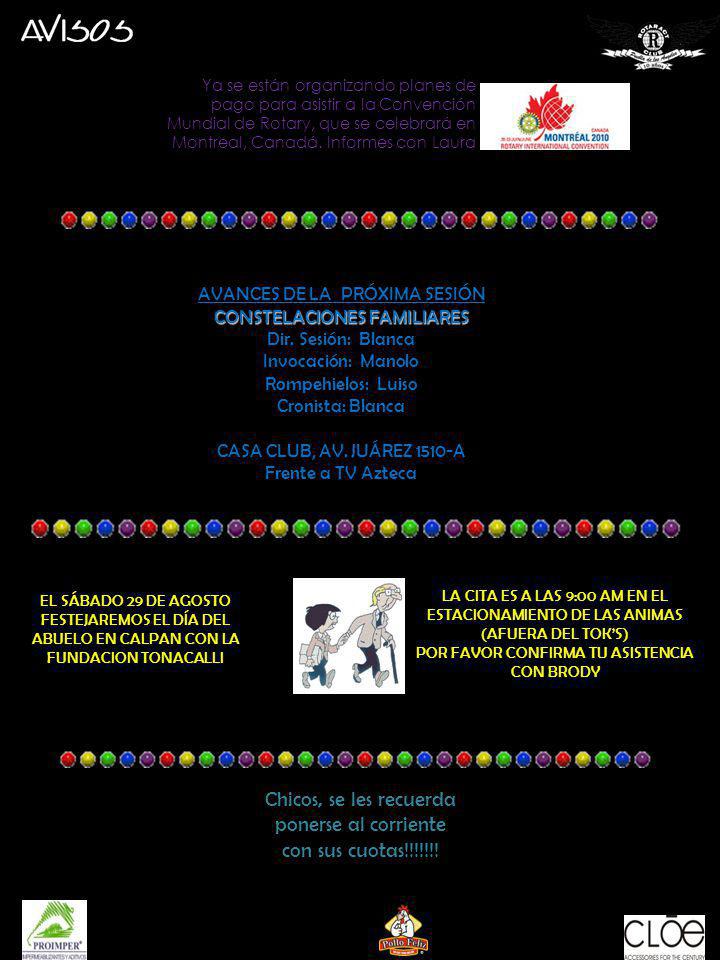Chicos, se les recuerda ponerse al corriente con sus cuotas!!!!!!!