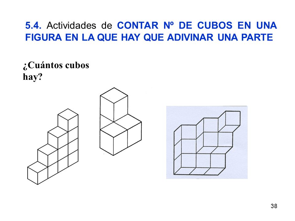 5.4. Actividades de CONTAR Nº DE CUBOS EN UNA FIGURA EN LA QUE HAY QUE ADIVINAR UNA PARTE