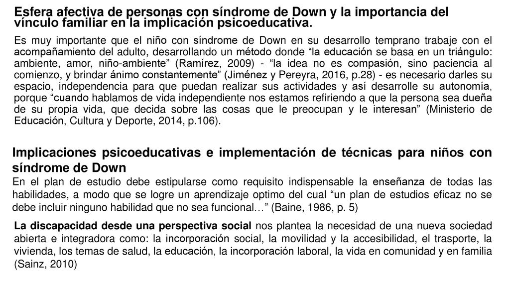 Esfera afectiva de personas con síndrome de Down y la importancia del vínculo familiar en la implicación psicoeducativa.