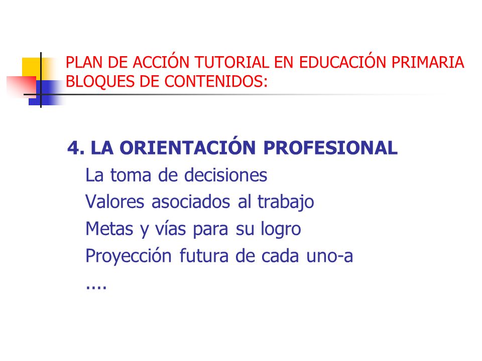 PLAN DE ACCIÓN TUTORIAL EN EDUCACIÓN PRIMARIA BLOQUES DE CONTENIDOS: