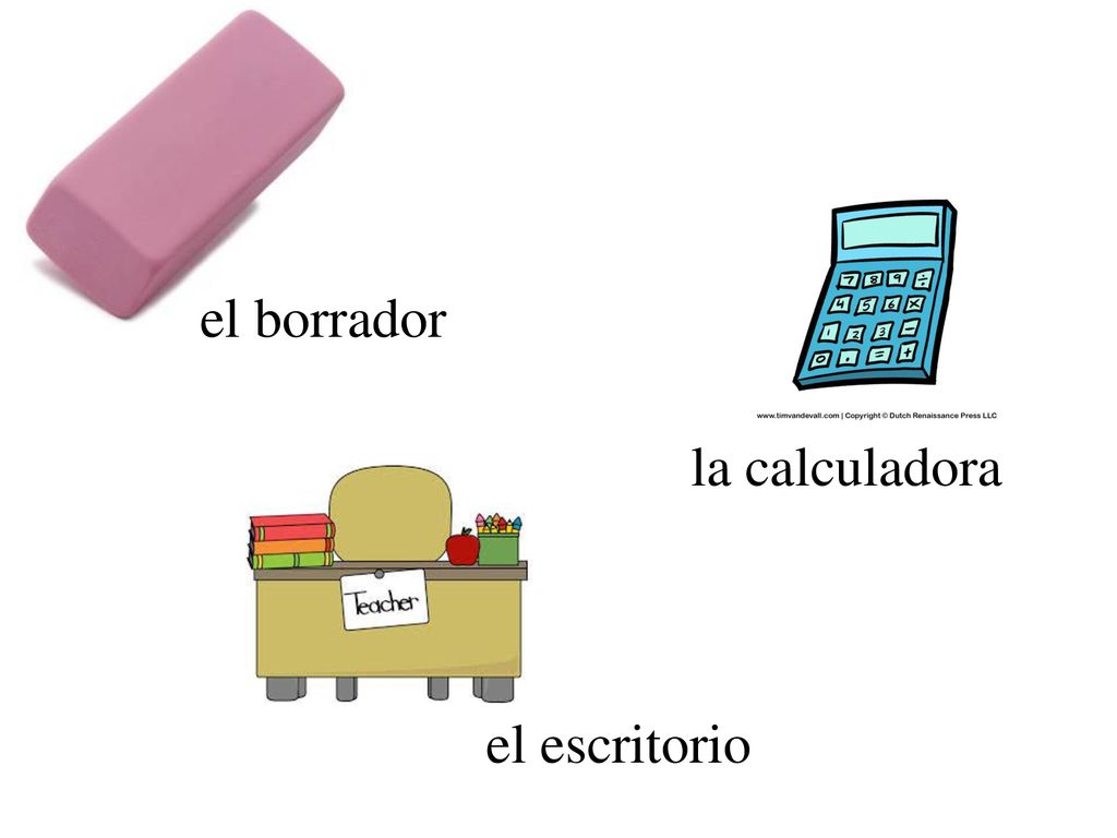 el borrador la calculadora el escritorio