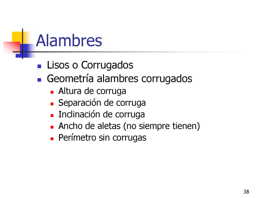 Alambres Lisos o Corrugados Geometría alambres corrugados