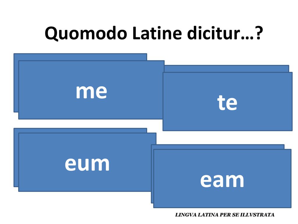 a mí / me me a ti / te te a él / lo (le) eum a ella / la eam