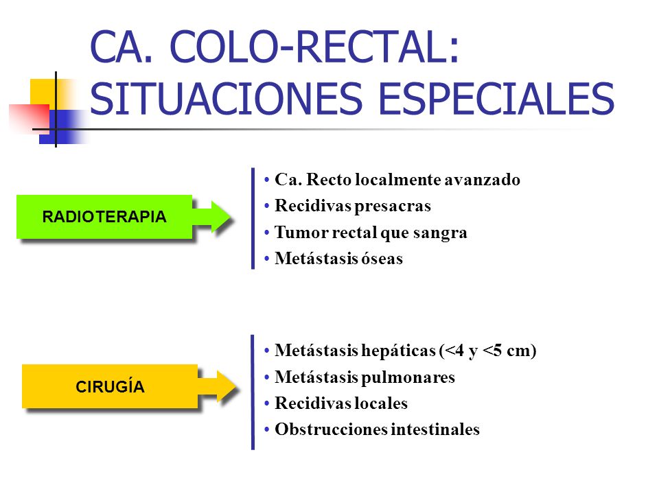 CA. COLO-RECTAL: SITUACIONES ESPECIALES