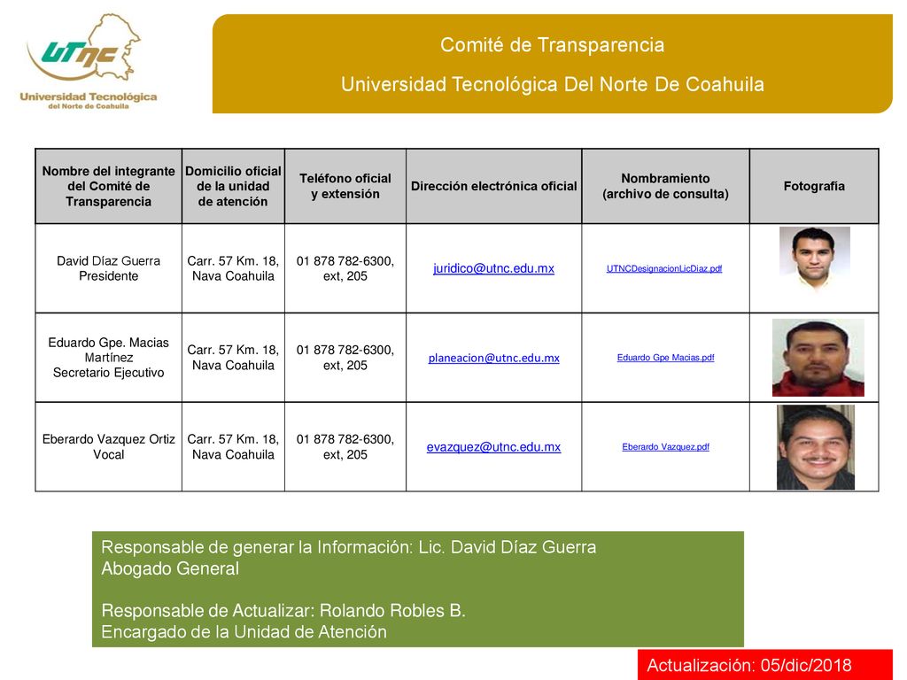 Comité de Transparencia Universidad Tecnológica Del Norte De Coahuila