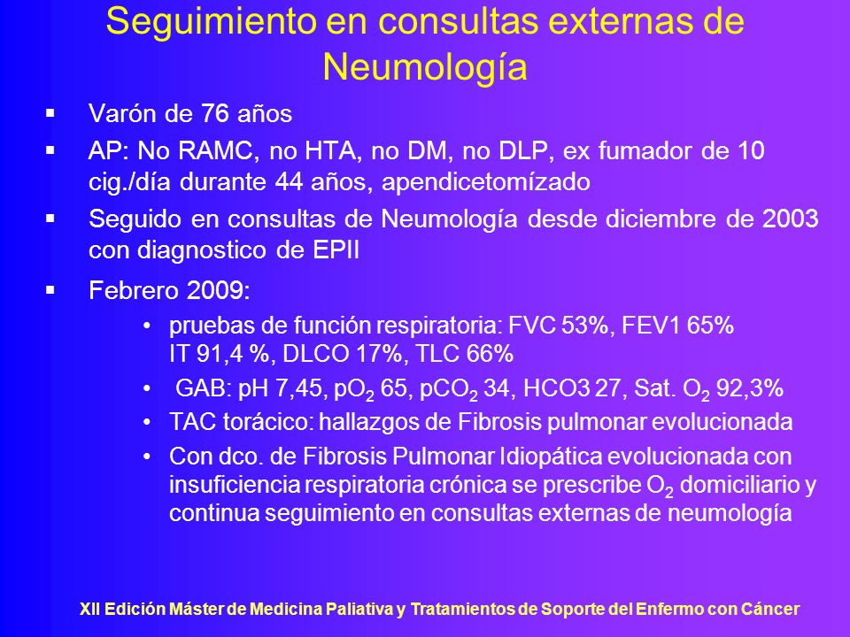 Seguimiento en consultas externas de Neumología