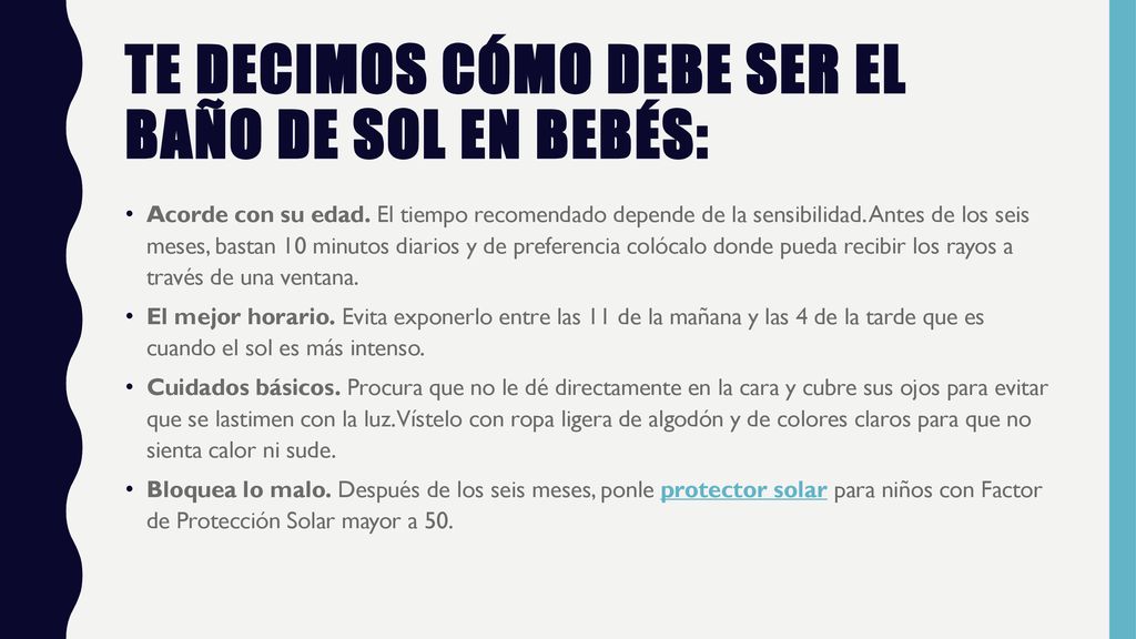 Te decimos cómo debe ser el baño de sol en bebés: