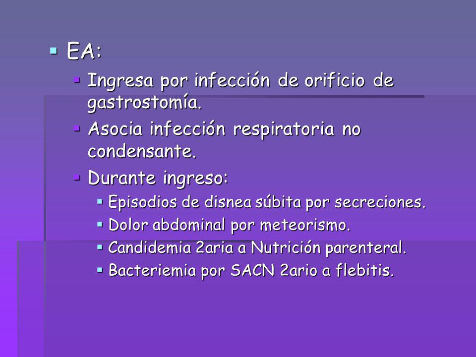 EA: Ingresa por infección de orificio de gastrostomía.