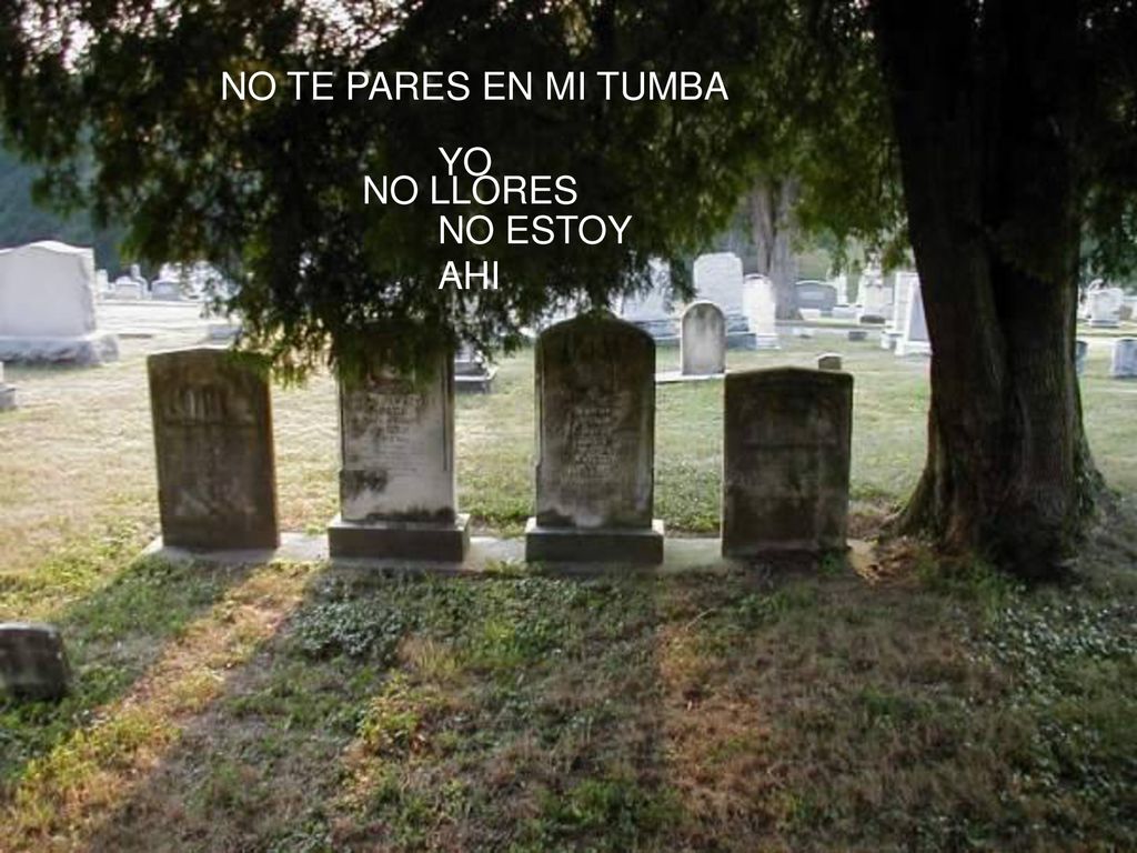 NO TE PARES EN MI TUMBA YO NO ESTOY AHI NO LLORES
