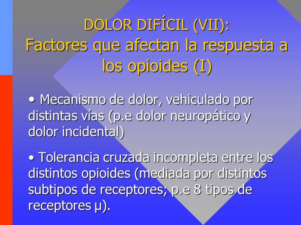 DOLOR DIFÍCIL (VII): Factores que afectan la respuesta a los opioides (I)