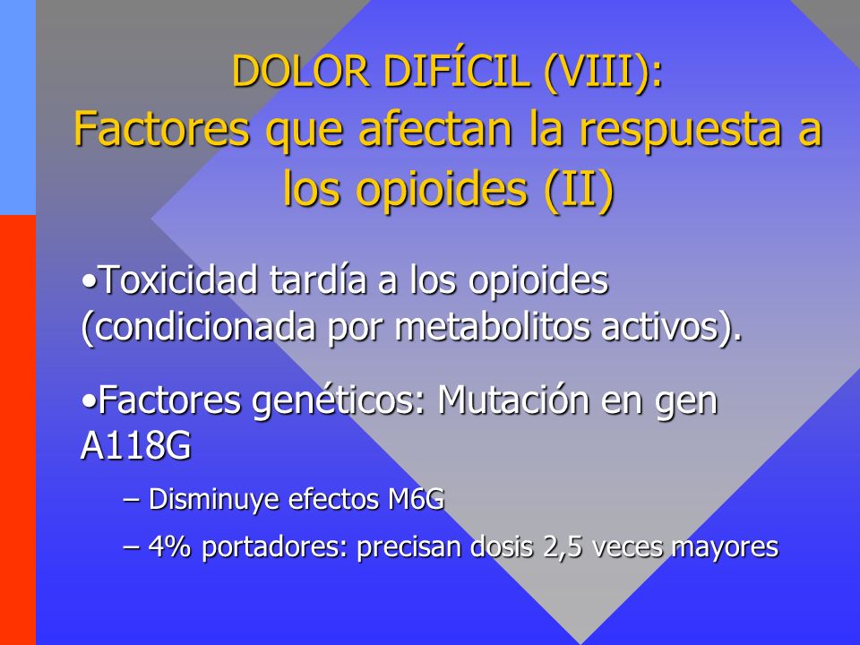 DOLOR DIFÍCIL (VIII): Factores que afectan la respuesta a los opioides (II)