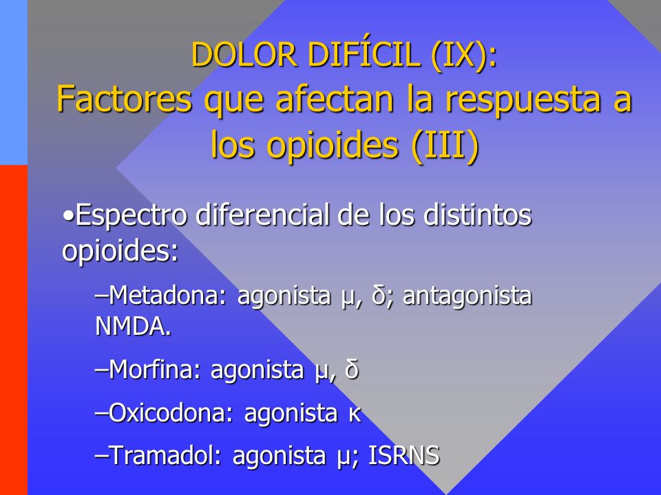 DOLOR DIFÍCIL (IX): Factores que afectan la respuesta a los opioides (III)