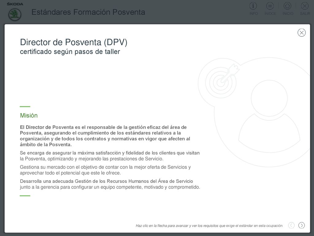 Director de Posventa (DPV) certificado según pasos de taller