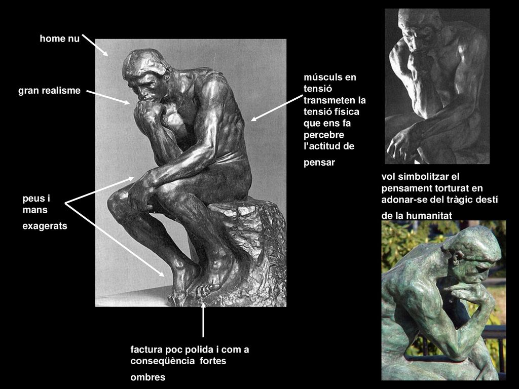 home nu músculs en tensió transmeten la tensió física que ens fa percebre l’actitud de pensar. gran realisme.