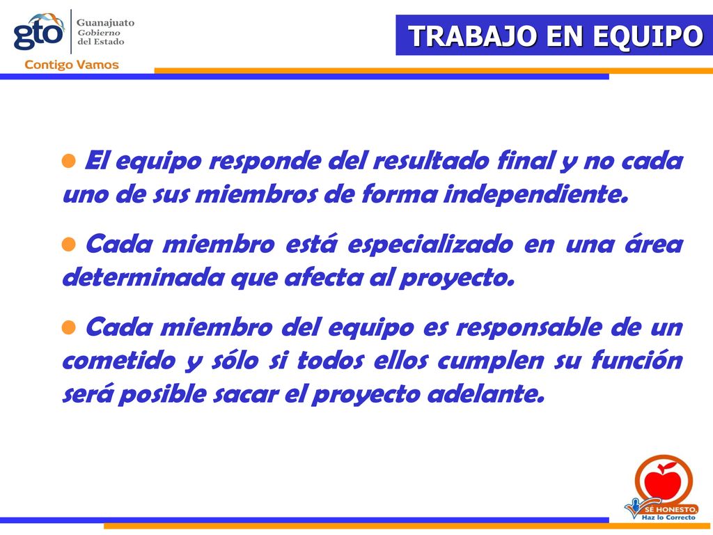 El equipo responde del resultado final y no cada uno de sus miembros de forma independiente.