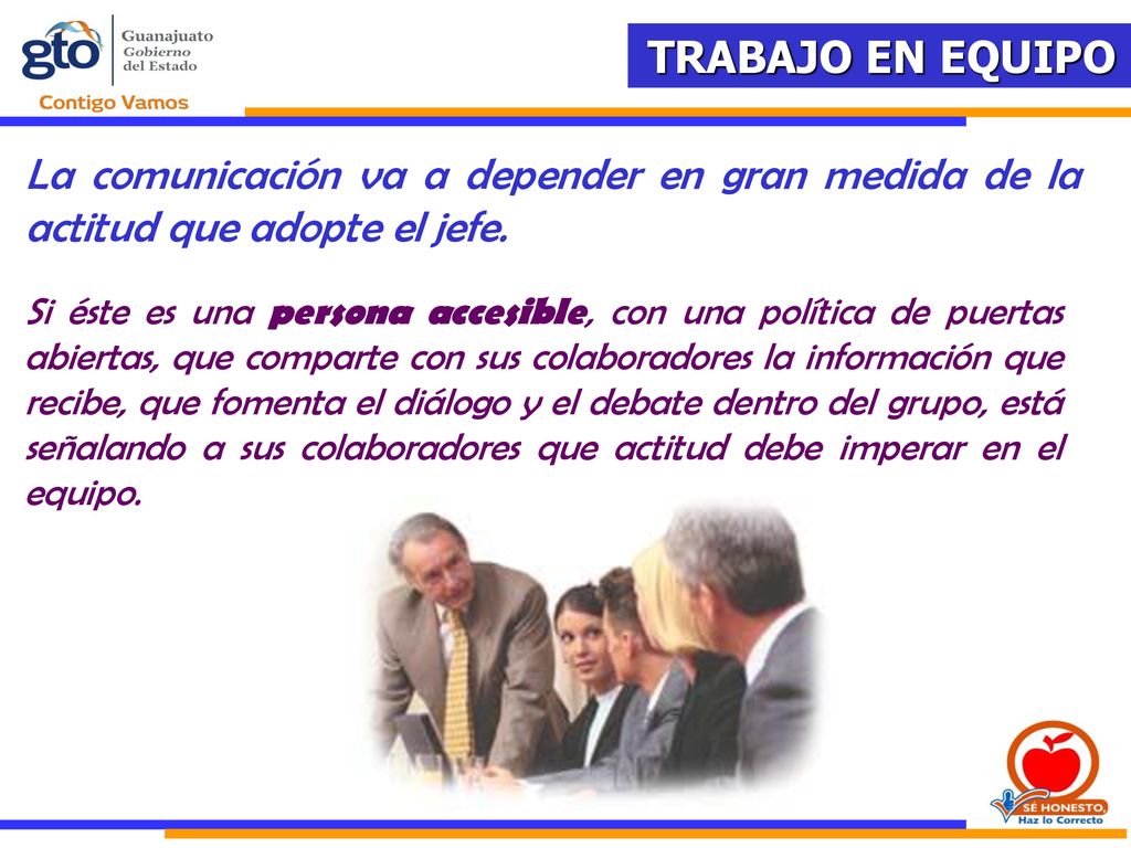 La comunicación va a depender en gran medida de la actitud que adopte el jefe.