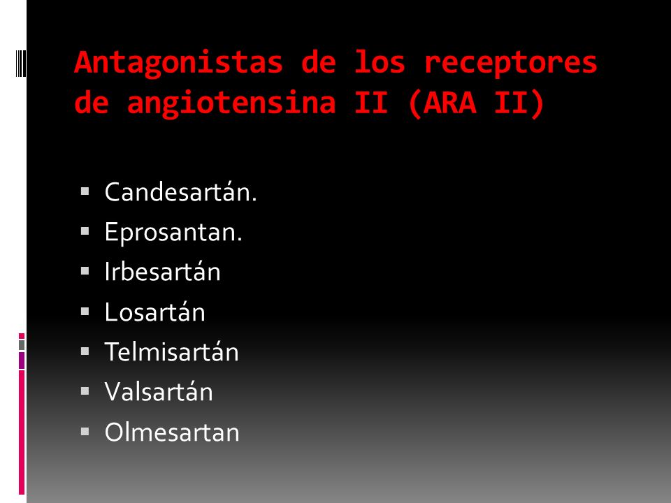 Antagonistas de los receptores de angiotensina II (ARA II)