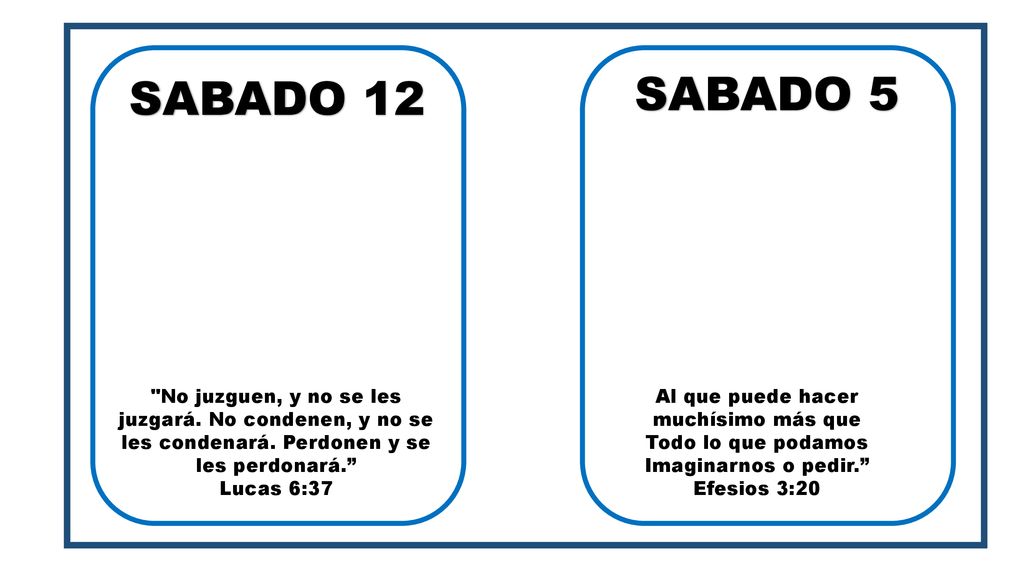 SABADO 5 SABADO 12. No juzguen, y no se les juzgará. No condenen, y no se les condenará. Perdonen y se les perdonará.