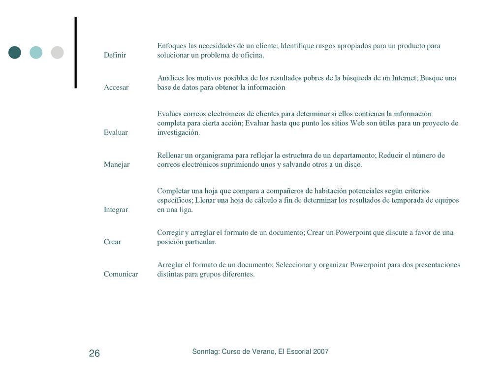 Sonntag: Curso de Verano, El Escorial 2007