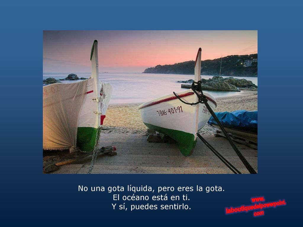 No una gota líquida, pero eres la gota. El océano está en ti