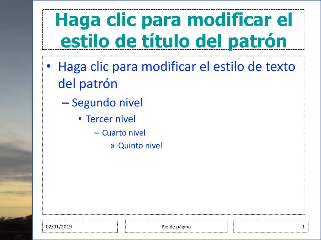 Haga clic para modificar el estilo de título del patrón