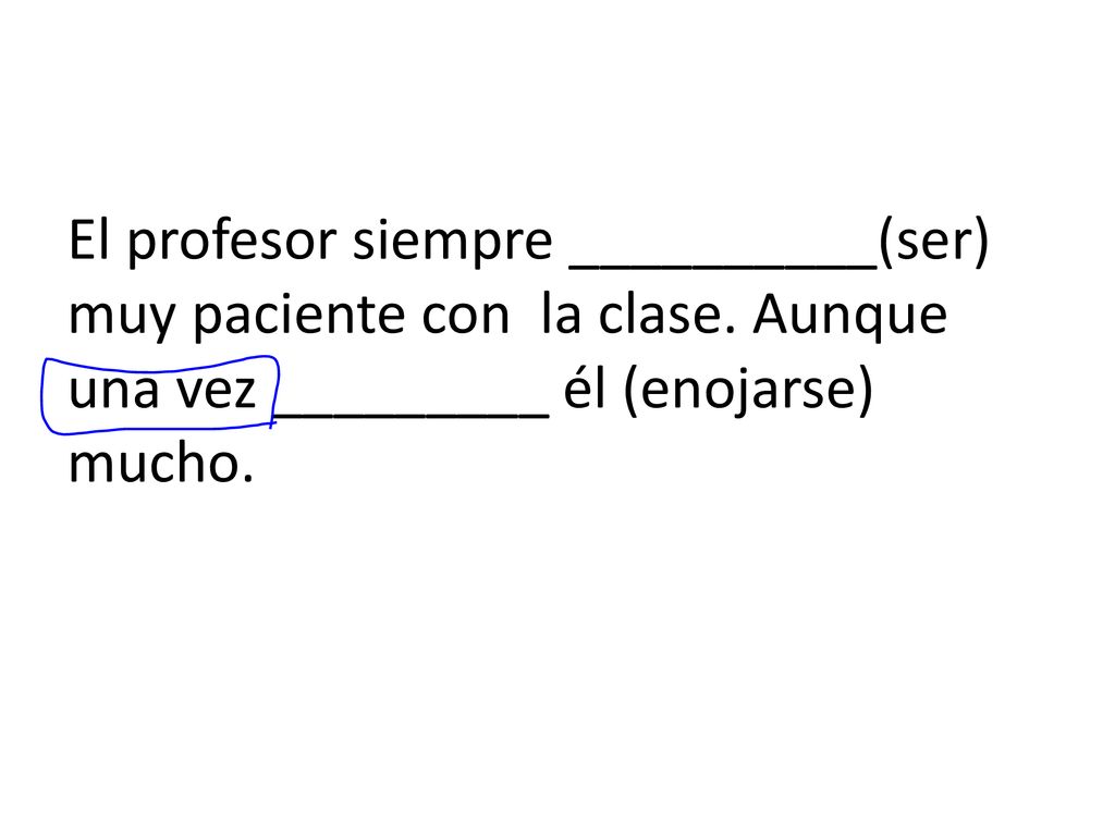 El profesor siempre __________(ser) muy paciente con la clase