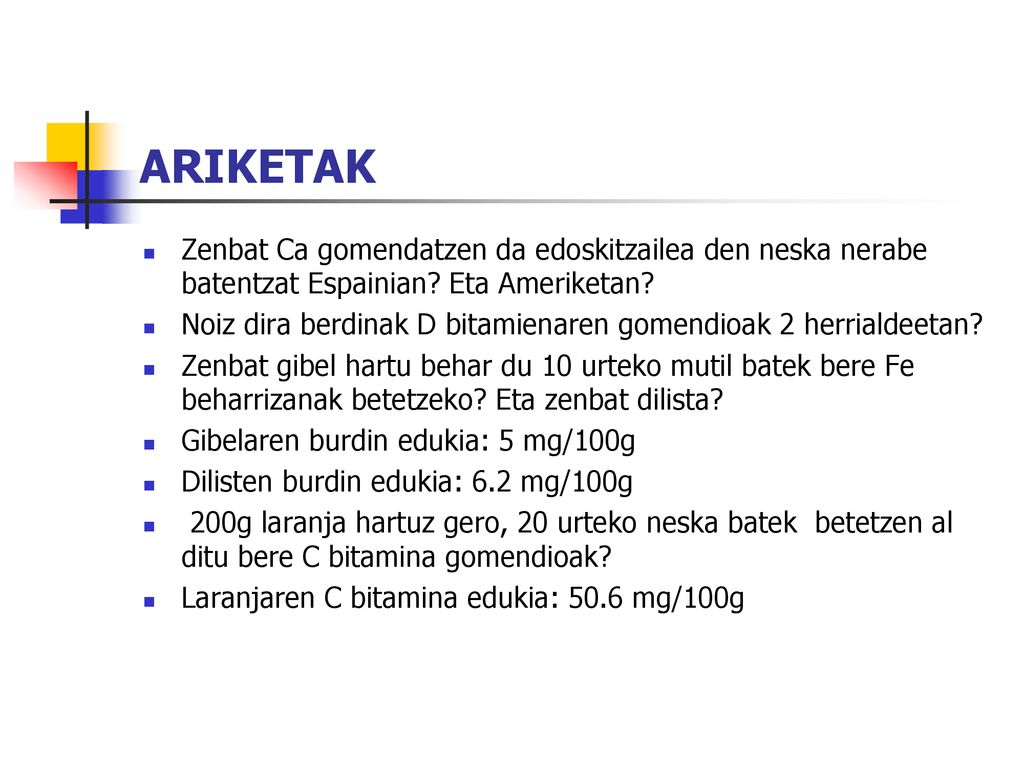 ARIKETAK Zenbat Ca gomendatzen da edoskitzailea den neska nerabe batentzat Espainian Eta Ameriketan
