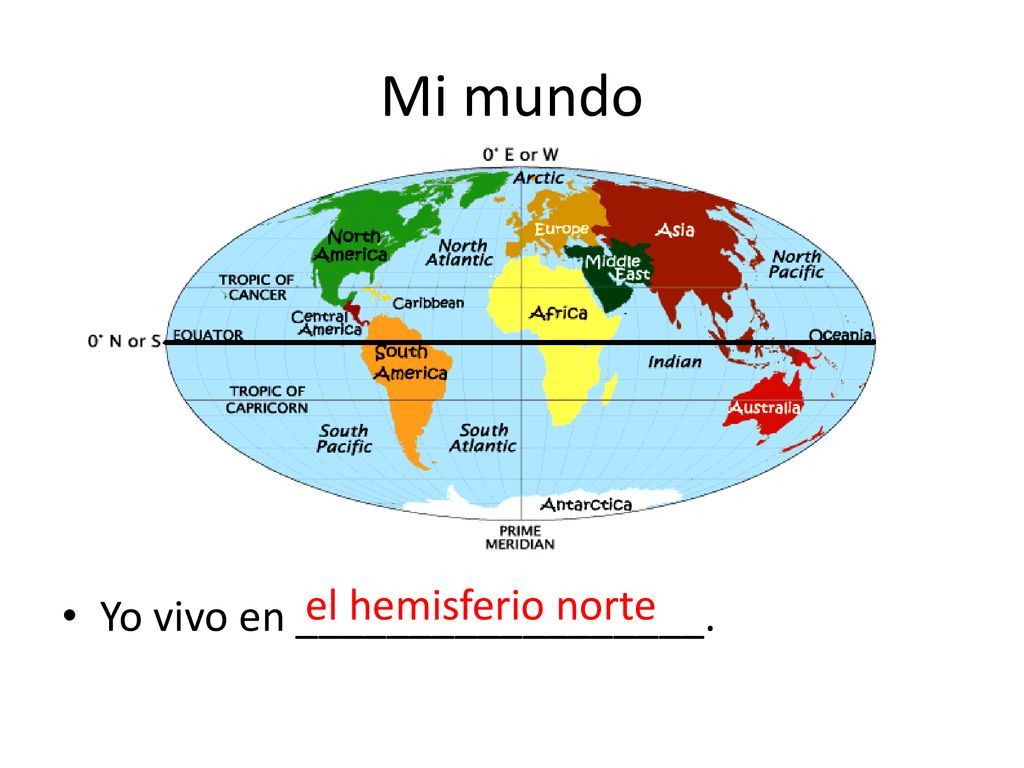 Mi mundo el hemisferio norte Yo vivo en __________________.