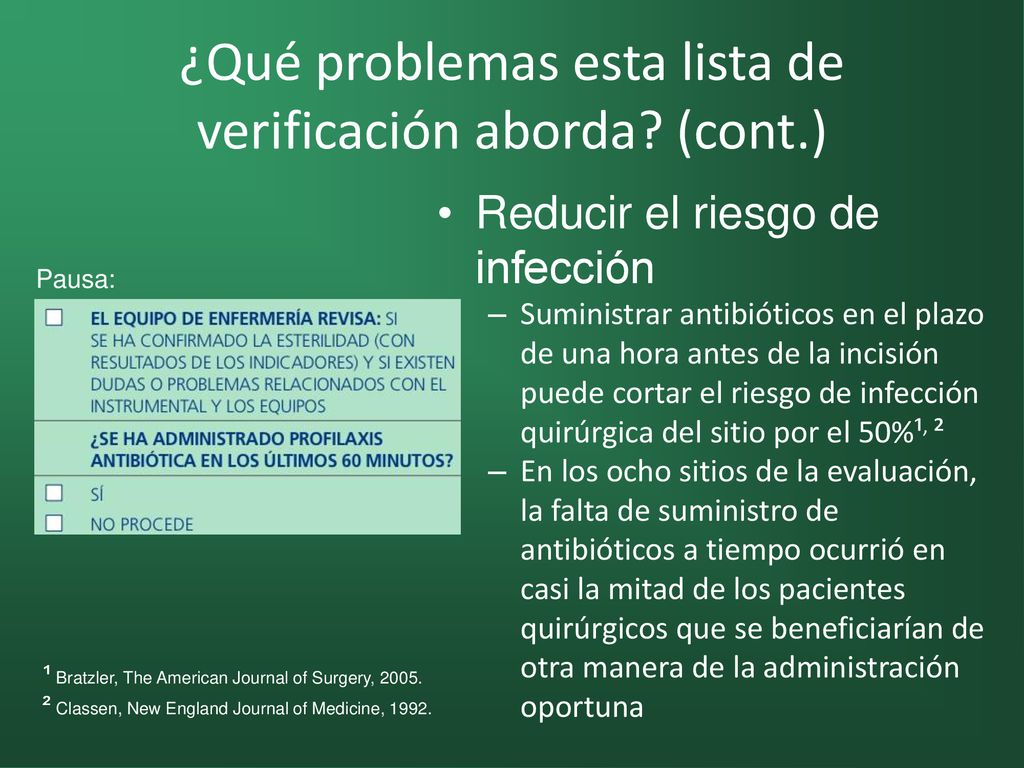 ¿Qué problemas esta lista de verificación aborda (cont.)