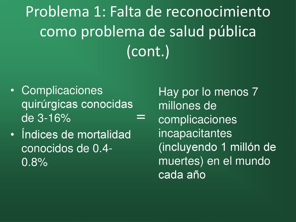 Problema 1: Falta de reconocimiento como problema de salud pública (cont.)