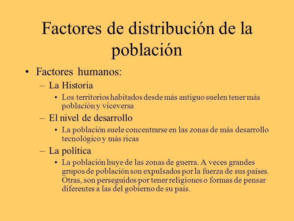 Factores de distribución de la población