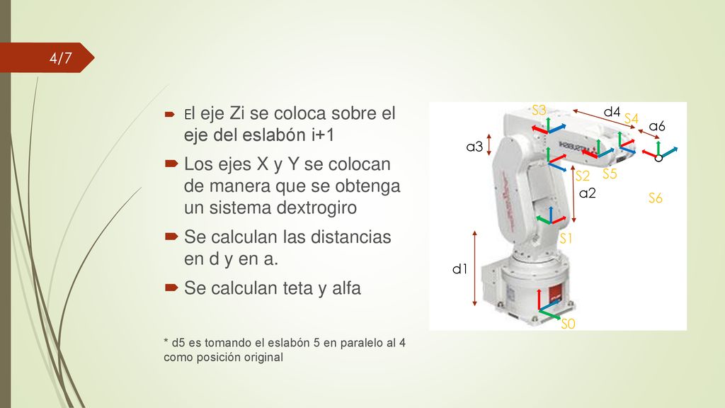 Se calculan las distancias en d y en a. Se calculan teta y alfa