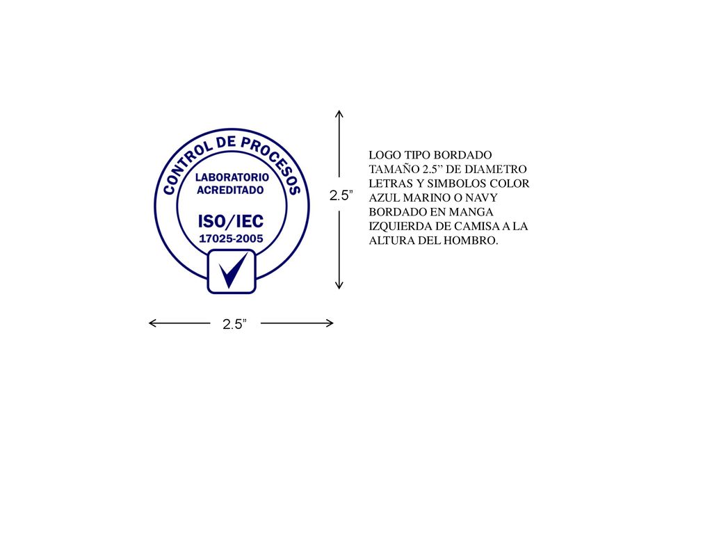 LOGO TIPO BORDADO TAMAÑO 2.5 DE DIAMETRO