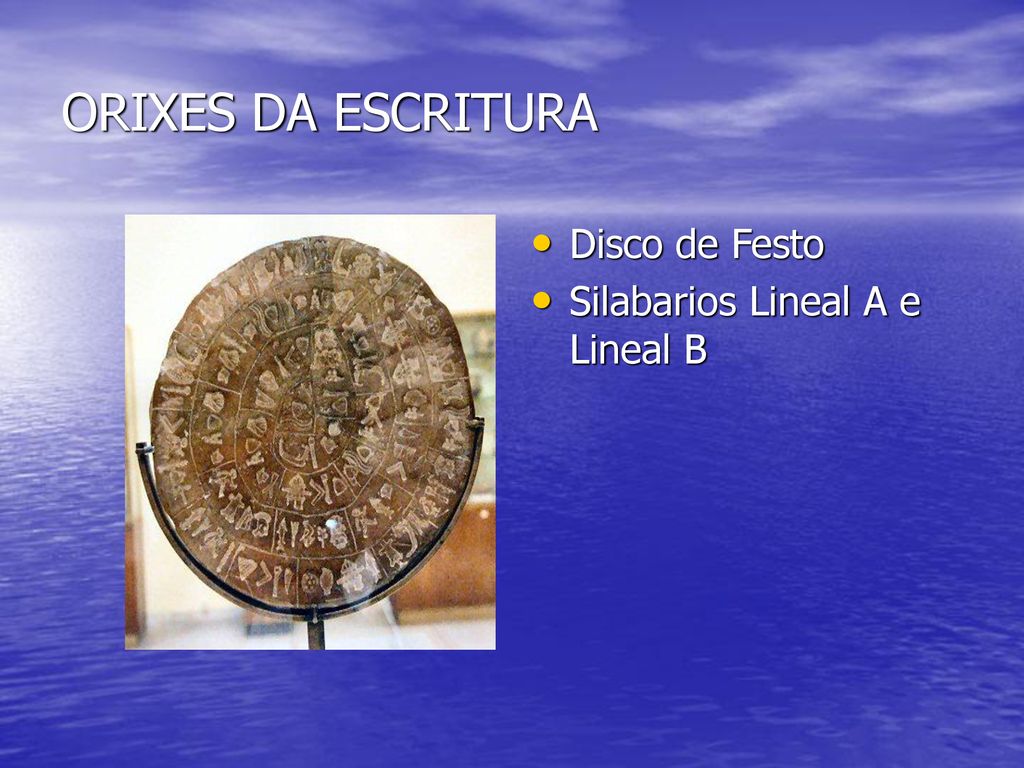 ORIXES DA ESCRITURA Disco de Festo Silabarios Lineal A e Lineal B