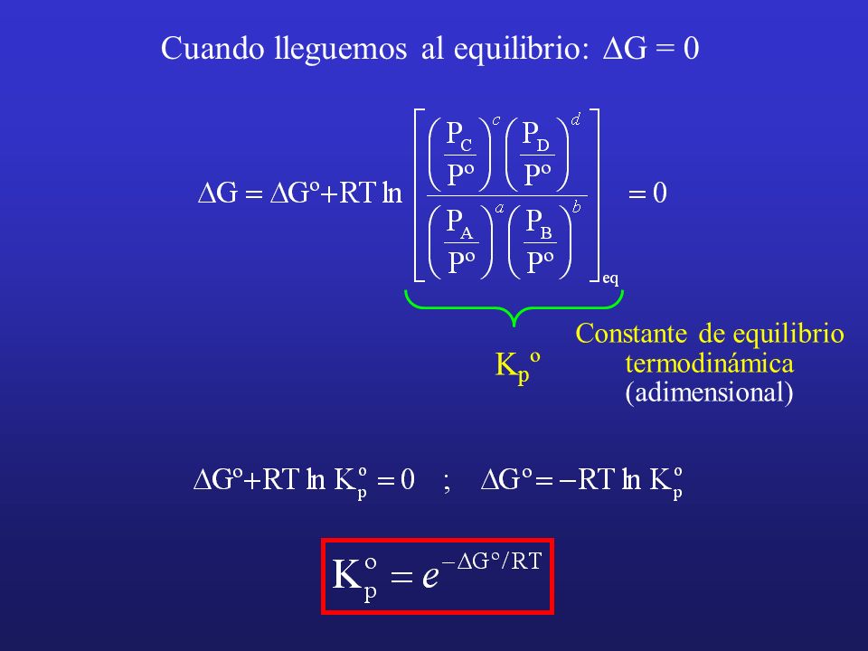 Constante de equilibrio termodinámica (adimensional)