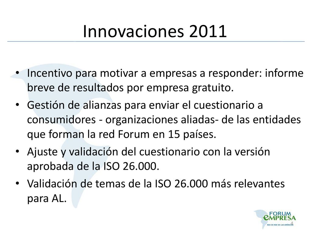 Innovaciones 2011 Incentivo para motivar a empresas a responder: informe breve de resultados por empresa gratuito.
