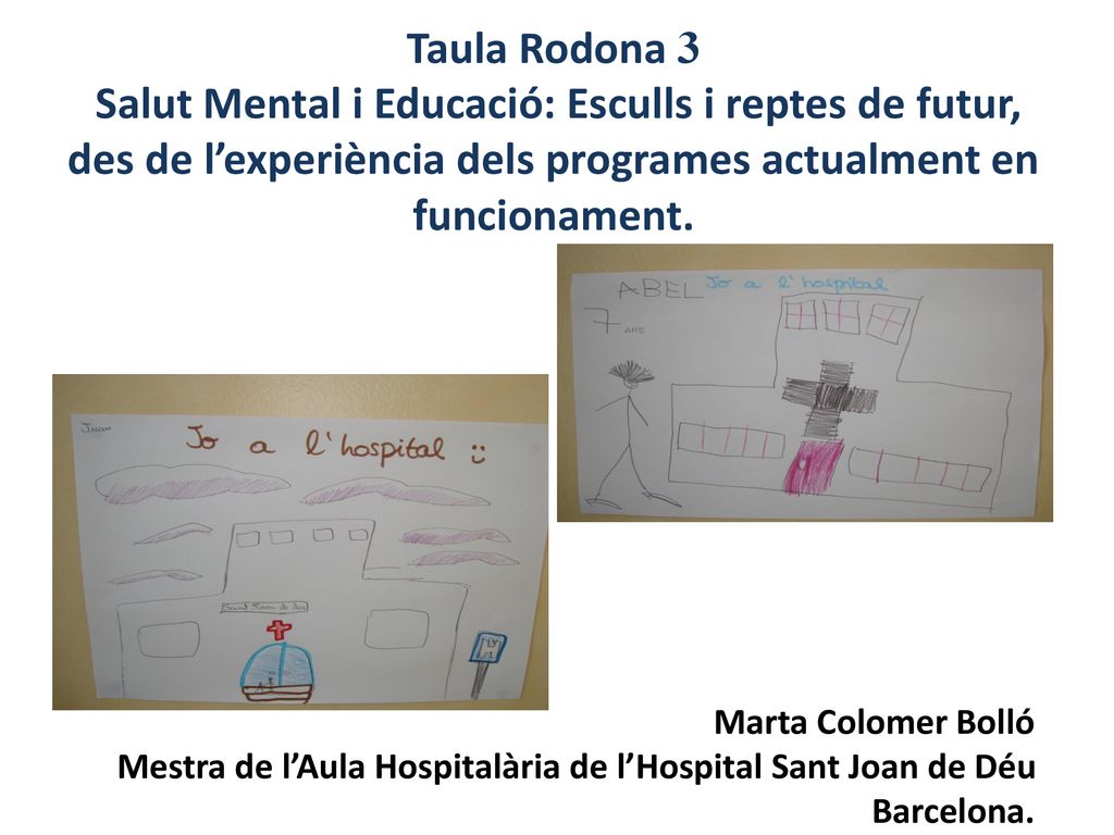 Taula Rodona 3 Salut Mental i Educació: Esculls i reptes de futur, des de l’experiència dels programes actualment en funcionament.