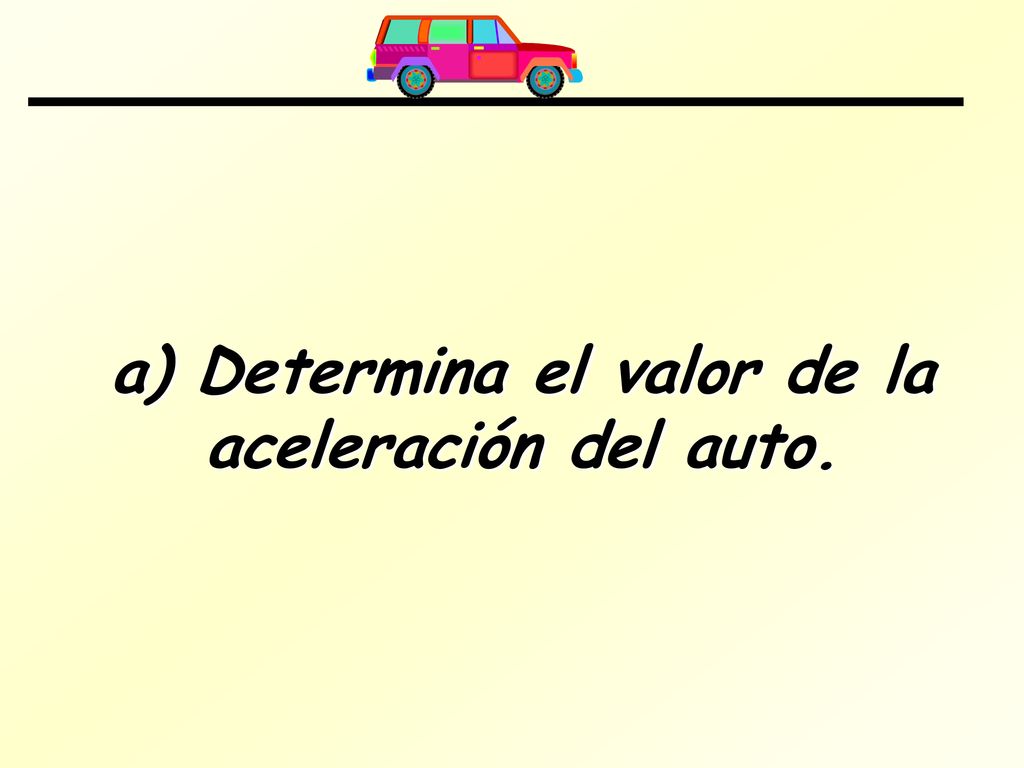 a) Determina el valor de la aceleración del auto.