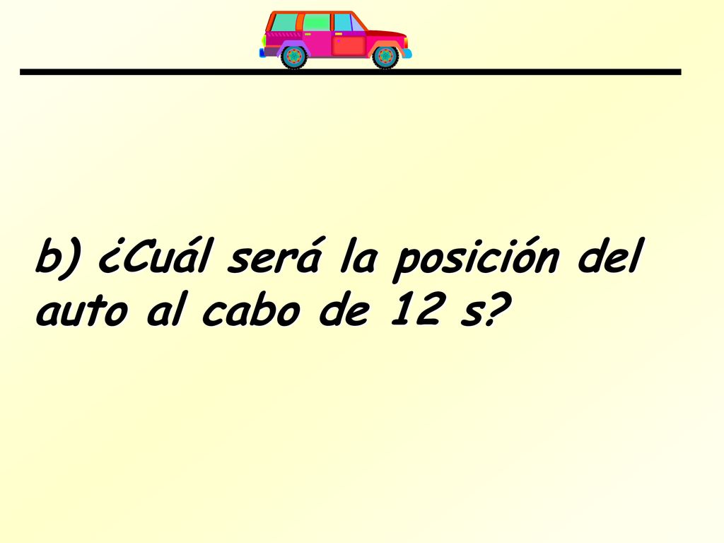 b) ¿Cuál será la posición del auto al cabo de 12 s