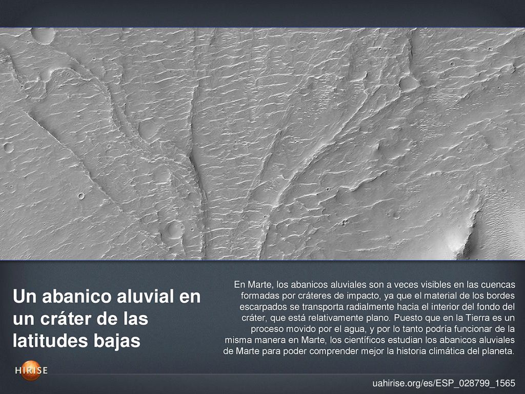 Un abanico aluvial en un cráter de las latitudes bajas
