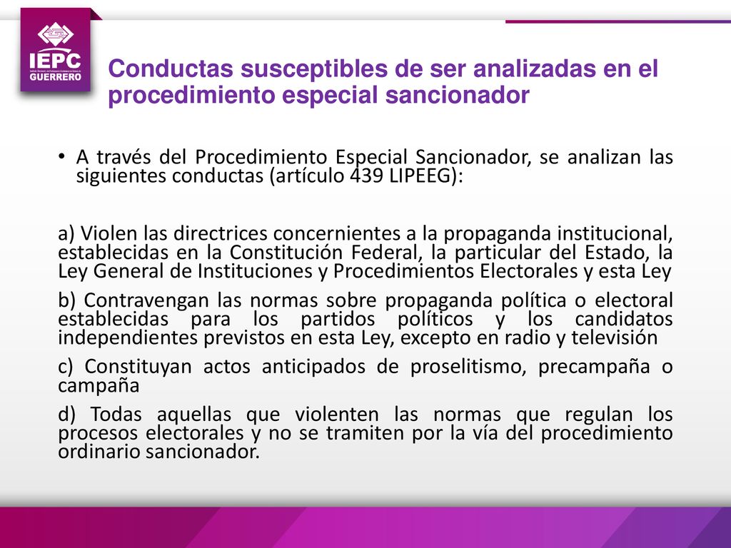 Conductas susceptibles de ser analizadas en el procedimiento especial sancionador