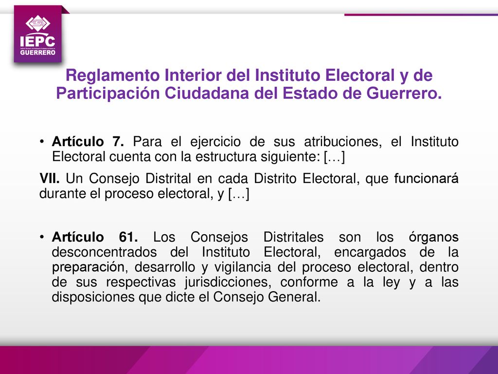 Reglamento Interior del Instituto Electoral y de Participación Ciudadana del Estado de Guerrero.