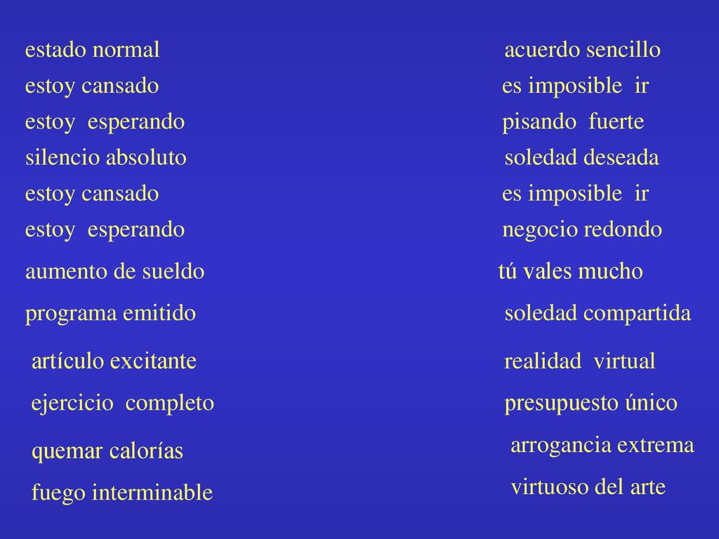 estado normal acuerdo sencillo estoy cansado es imposible ir
