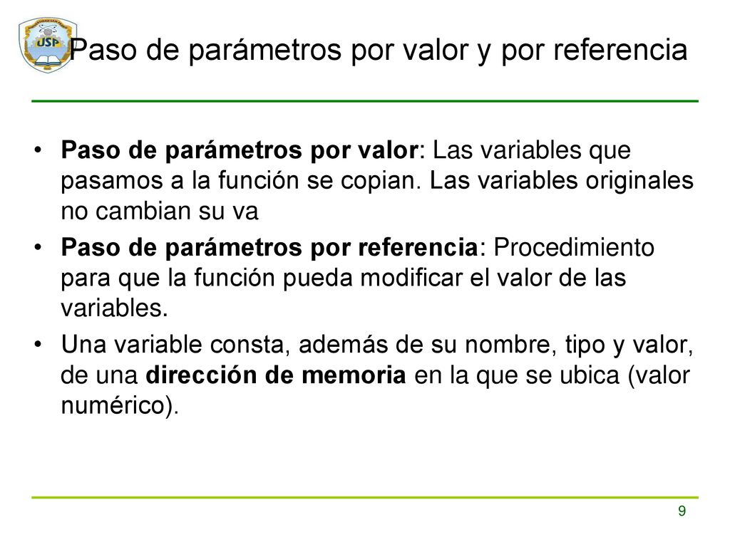 Paso de parámetros por valor y por referencia