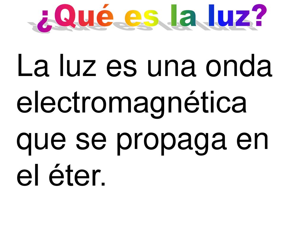 La luz es una onda electromagnética que se propaga en el éter.