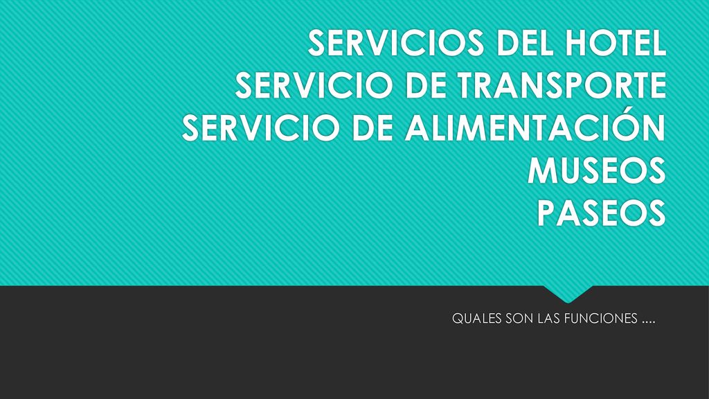 SERVICIOS DEL HOTEL SERVICIO DE TRANSPORTE SERVICIO DE ALIMENTACIÓN MUSEOS PASEOS