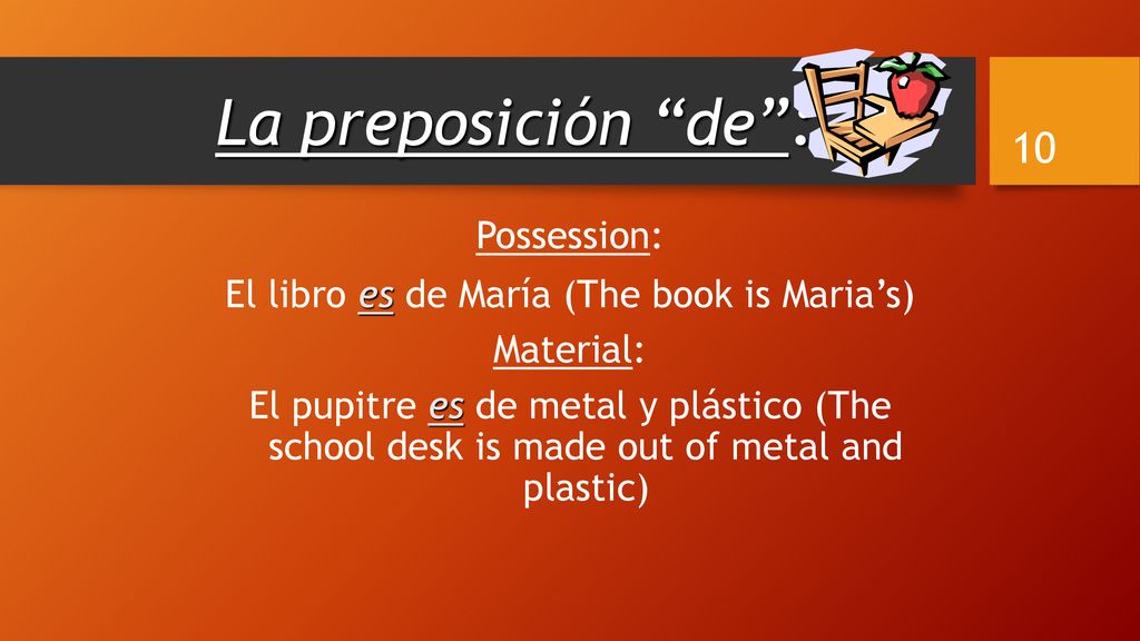 Possession: El libro es de María (The book is Maria’s)